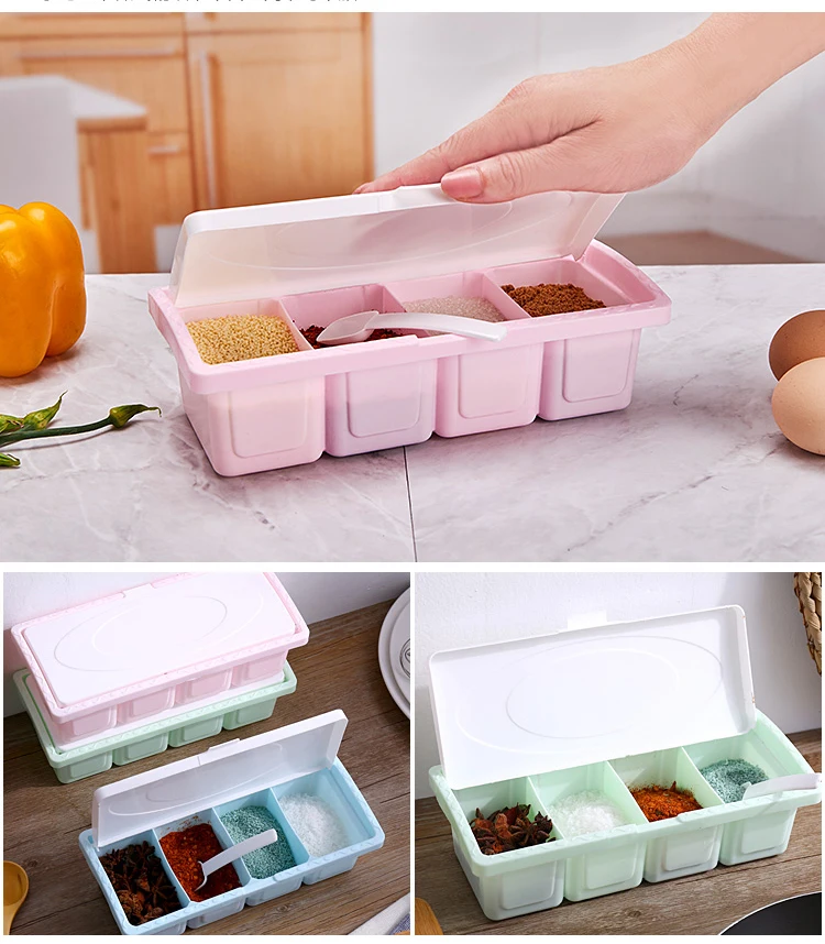 Onme Spice Jar Kitchen Seasoning Box Kitchen Spice Storage Bottle Jars Transparent Salt Pepper Cumin Powder Box Tools