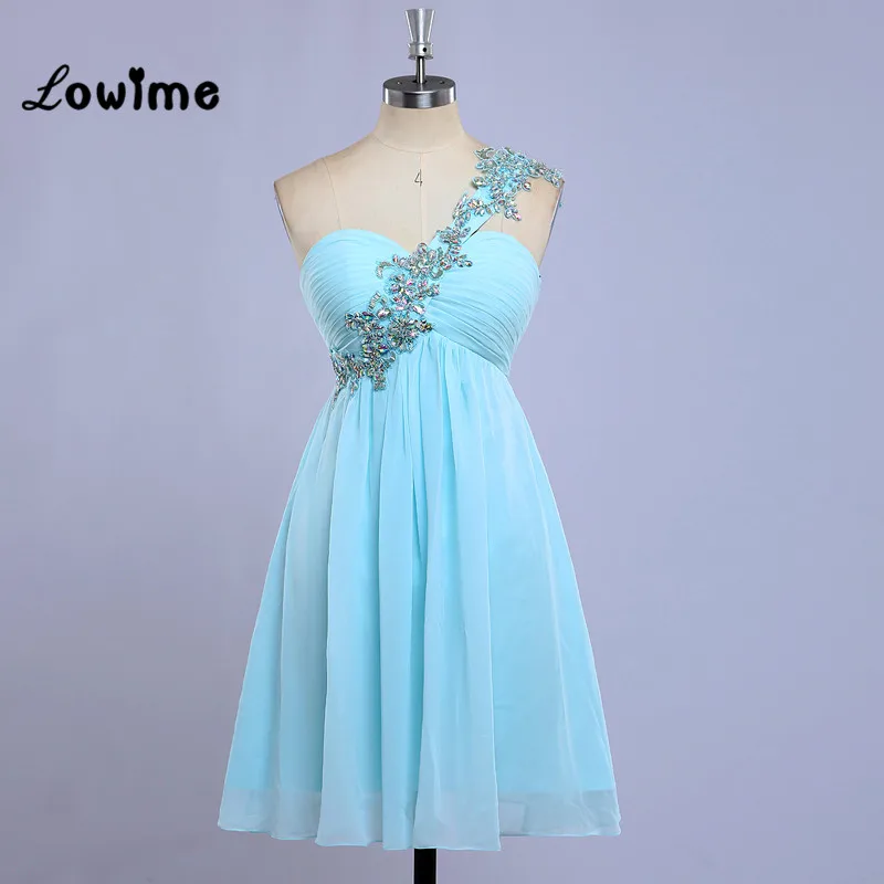 Короткое платье на одно плечо для выпускного вечера милые вечерние платья синего