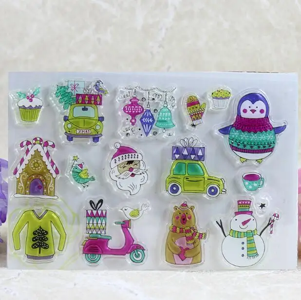 Записки DIY Фотоальбом Карта резиновая главе прозрачный печать милый пингвин Clear