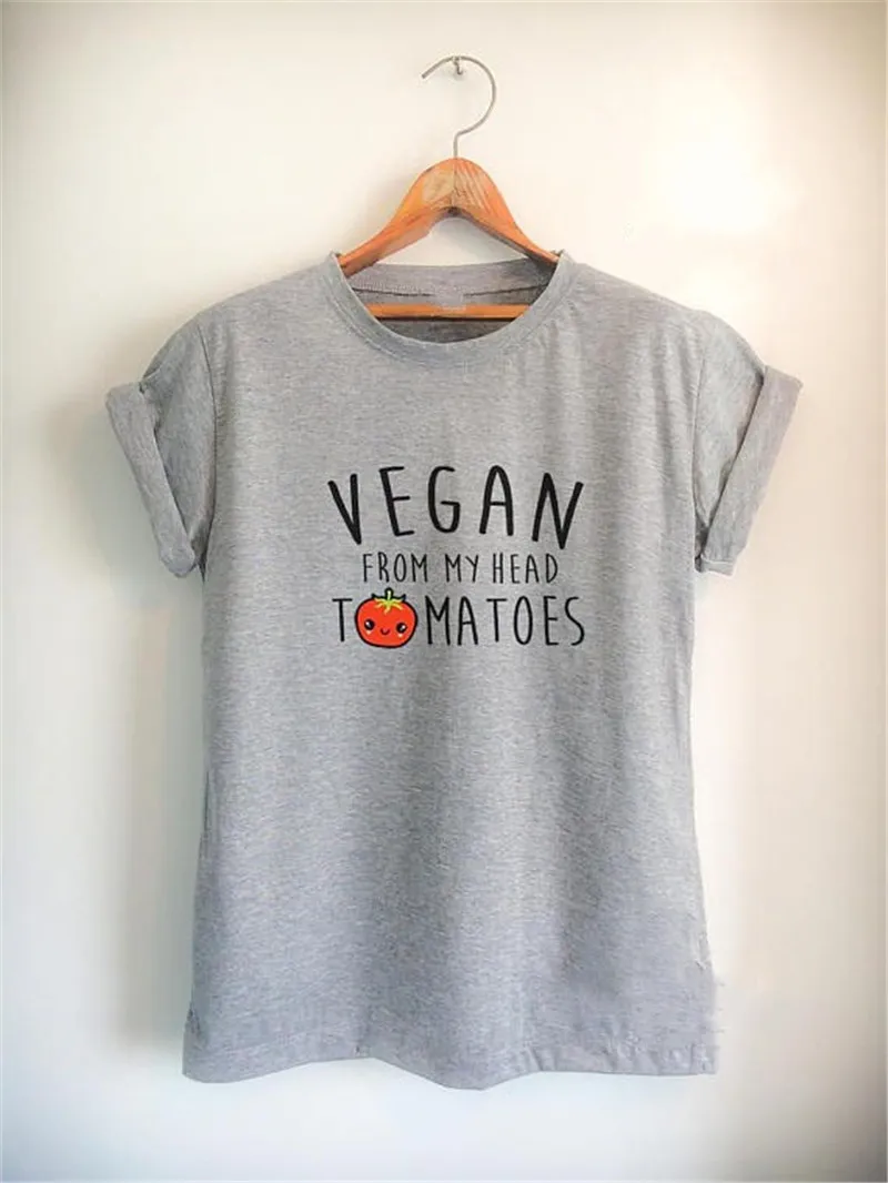 Дизайн Женская футболка с принтом Vegan от My Head Tomatoes Top Tee