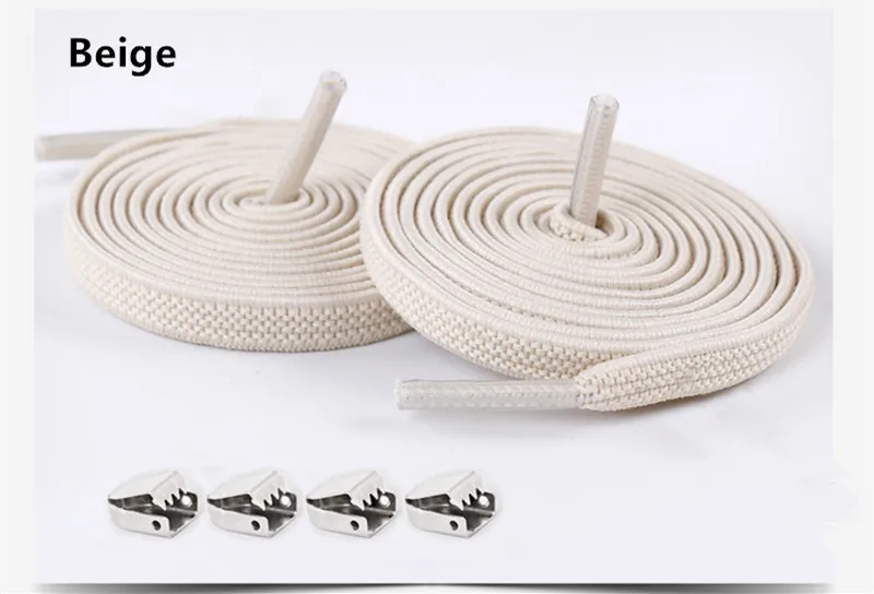 Beige 100 см цветные эластичные шнурки для обуви, удобная пряжка, цветные эластичные силиконовые шнурки без завязок, шнурки для обуви, шнурки для кроссовок - Цвет: Beige