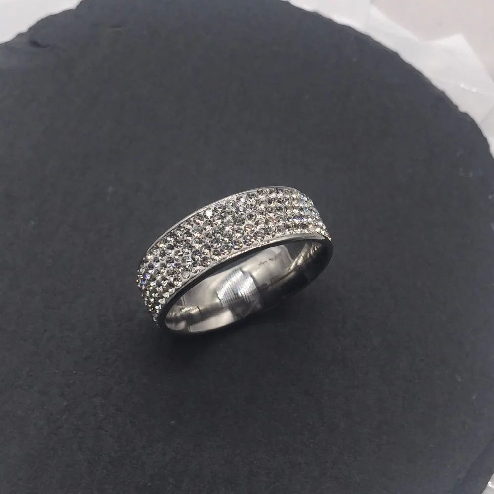 Никогда не упасть! Полный Кристалл женские серебряные кольца Цвет полированный