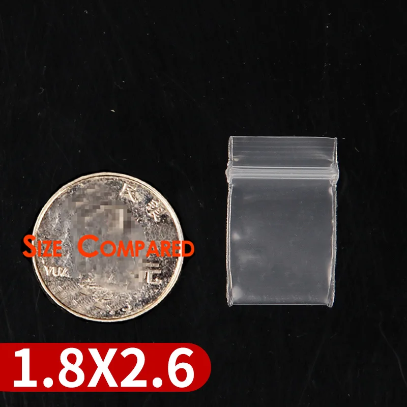 Clear 1.8X2.6CM Красное голубое обрамление толстом каблуке прозрачные пакеты с застежкой zip-lock небольшой Пластик мешок с застежкой-молнией 100 шт. несколько Размеры Ziplock таблетки расфасованный по пакетам - Цвет: Clear 1.8X2.6CM