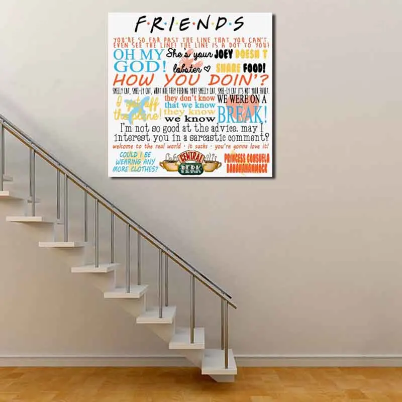 Друзья, ТВ-шоу, цитаты, доска, подарок на день рождения, подарок, минималистичный арт, холст, плакат, живопись, Настенная картина, принт, Декор для дома, спальни