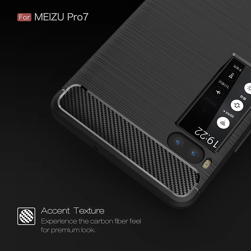 Remanbor For MeiZu Pro 7 Plus Silicone TPU Case Soft Back Carbon Fiber Cover Replacement Phone |