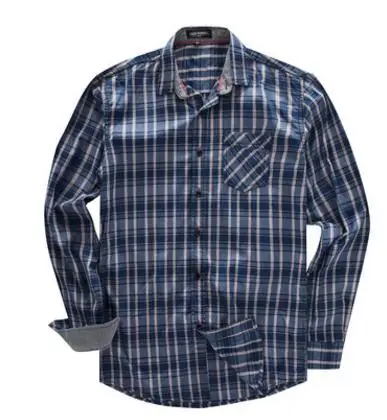 Large Size Male Pure Cotton Long-Sleeved Casual Plaid Shirts Camisa Masculina Black Blue Mens Blouses Tops Fredd Marshall K790 | Мужская