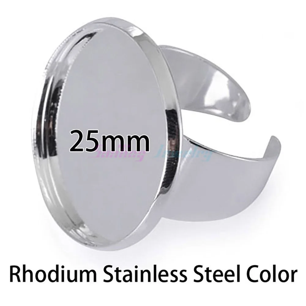 10pcs Adjustable Round Bezel Cameo Ring Base Setting + 25 MM Glass Cabochon Blanks | Украшения и аксессуары