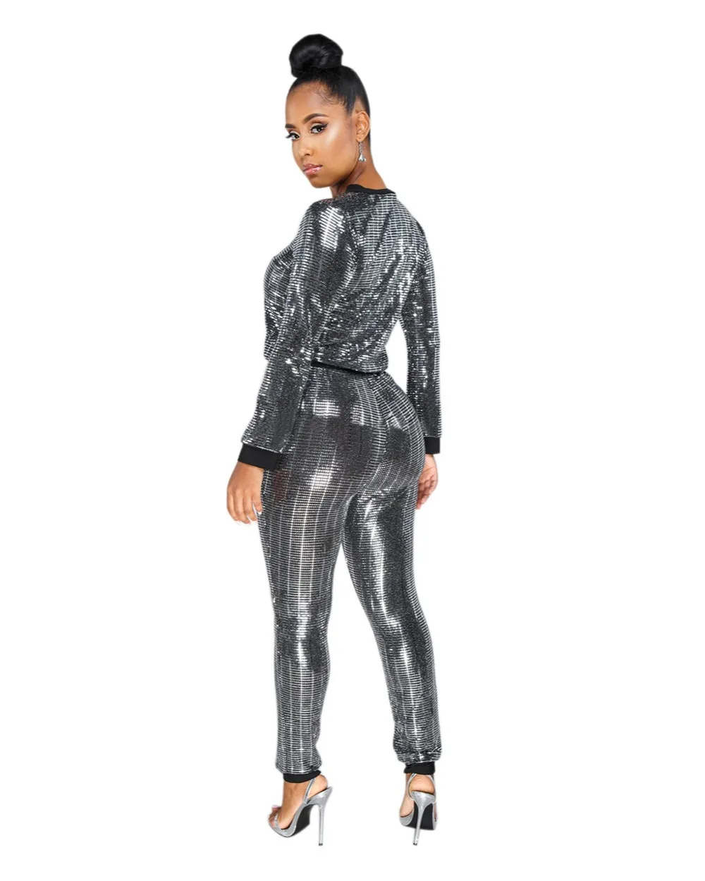 Модный сексуальный комплект из 2 предметов женская одежда с блестками осенняя