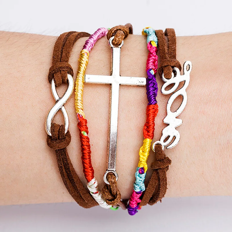 Браслет JINSE в винтажном стиле Женский браслет со шнурком виде знака