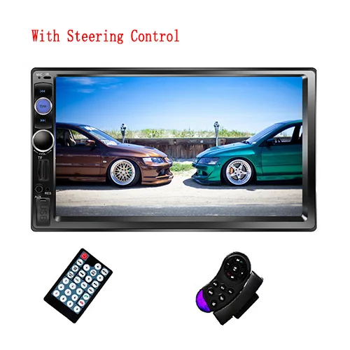 7010B Wheel Control 2 Din автомагнитола " Bluetooth стерео Мультимедийный плеер авторадио MP3 MP5 Сенсорный экран Автомагнитола Поддержка камеры заднего вида - Цвет: 7010B Wheel Control