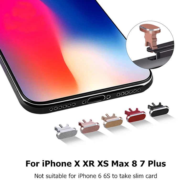 5 шт. металлический пылезащитный чехол для iPhone XS Max XR X 10 8 7 6 6S Plus 5|Пылезащитные
