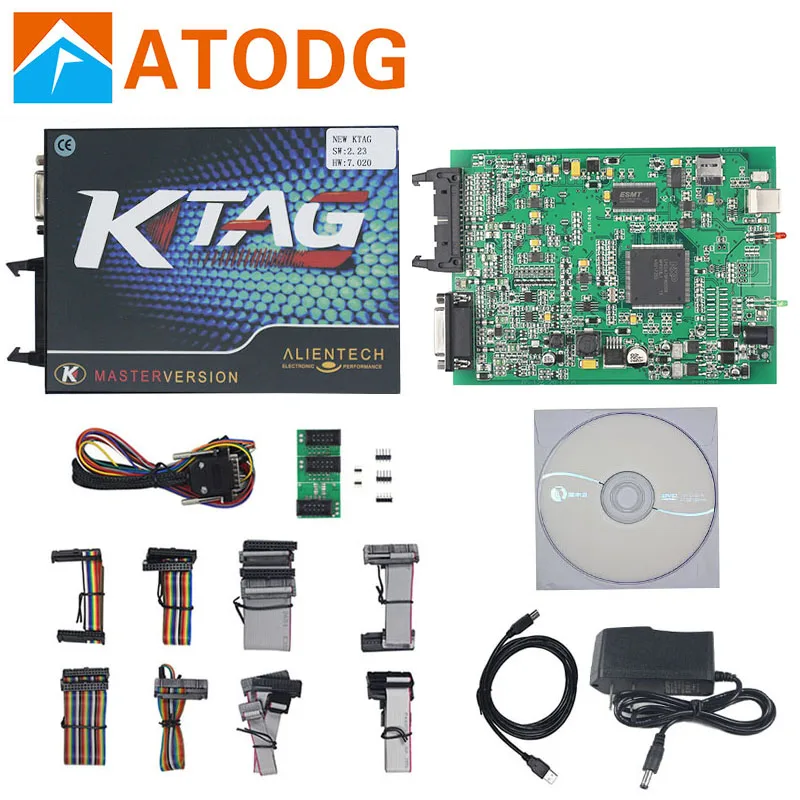 KTAG 7.020 Green Онлайн мастер KTAG V7.020 V2.23 без знака предел KATG 7,020 зеленый и красный pcb KTAG 2,23 программатор системного блока управления K тег 7,020 7020 OBD2 настройки - Цвет: KTAG 7.020 Green