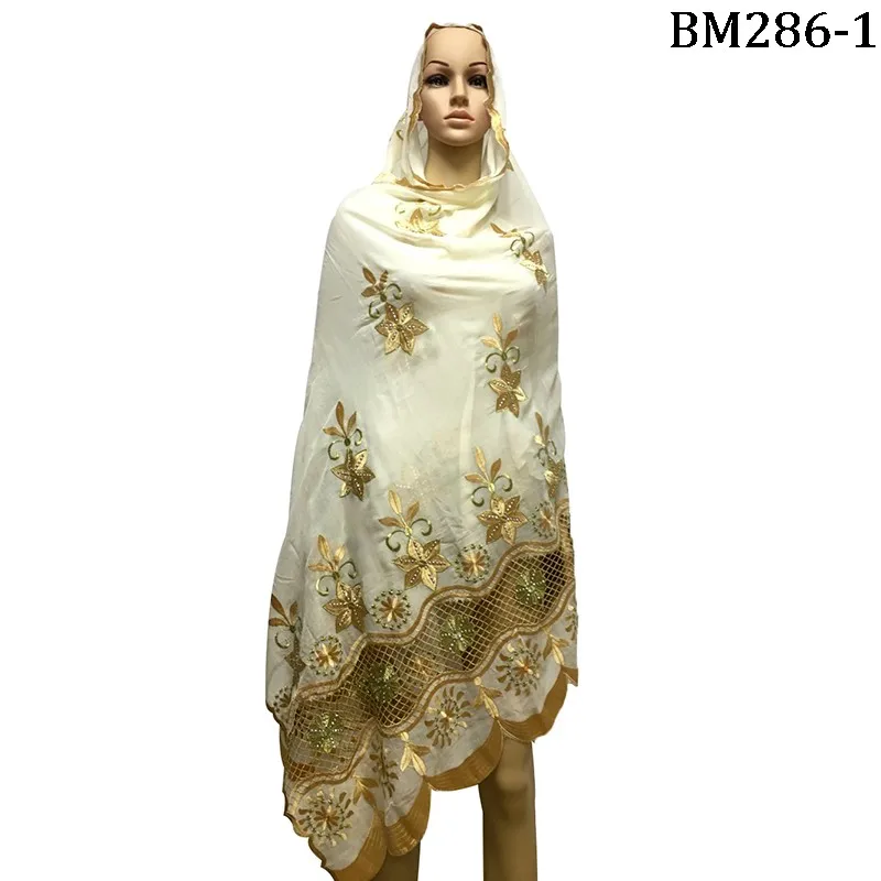 Новые африканские шарфы 2019 мусульманский женский шарф с вышивкой 100% cottoon женские