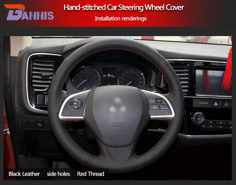 BANNIS черная искусственная кожа DIY сшитый вручную чехол на руль для Mitsubishi Outlander 2013 Mirage ASX