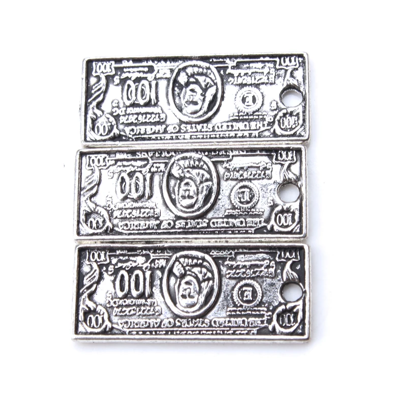10 шт./лот 21x9 мм подвески для денег античное серебро цвет 100 долларов Билл сделай