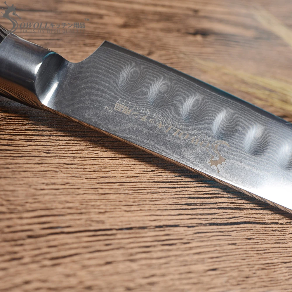 Sowoll Japanese 67 Layers Damascus Steel Kitchen Knife Paring Utility Slicing Chef Meat Cleaver Black Color Wood Handle | Дом и сад