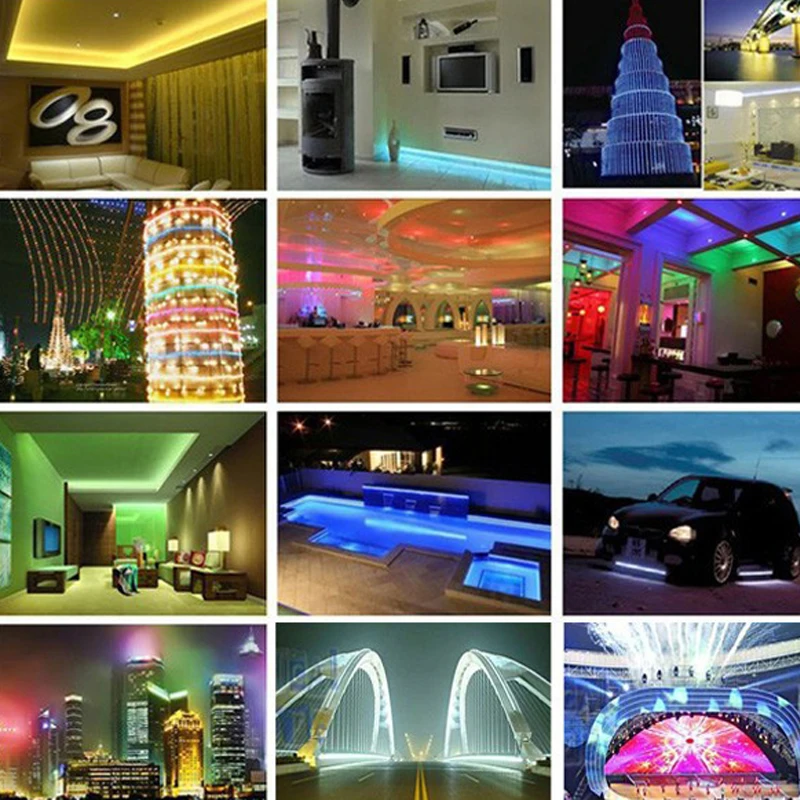 SMD 3528 RGB flexible LED strip light 5m 300leds lighting + music control 12V 2A transformer RS35 | Освещение