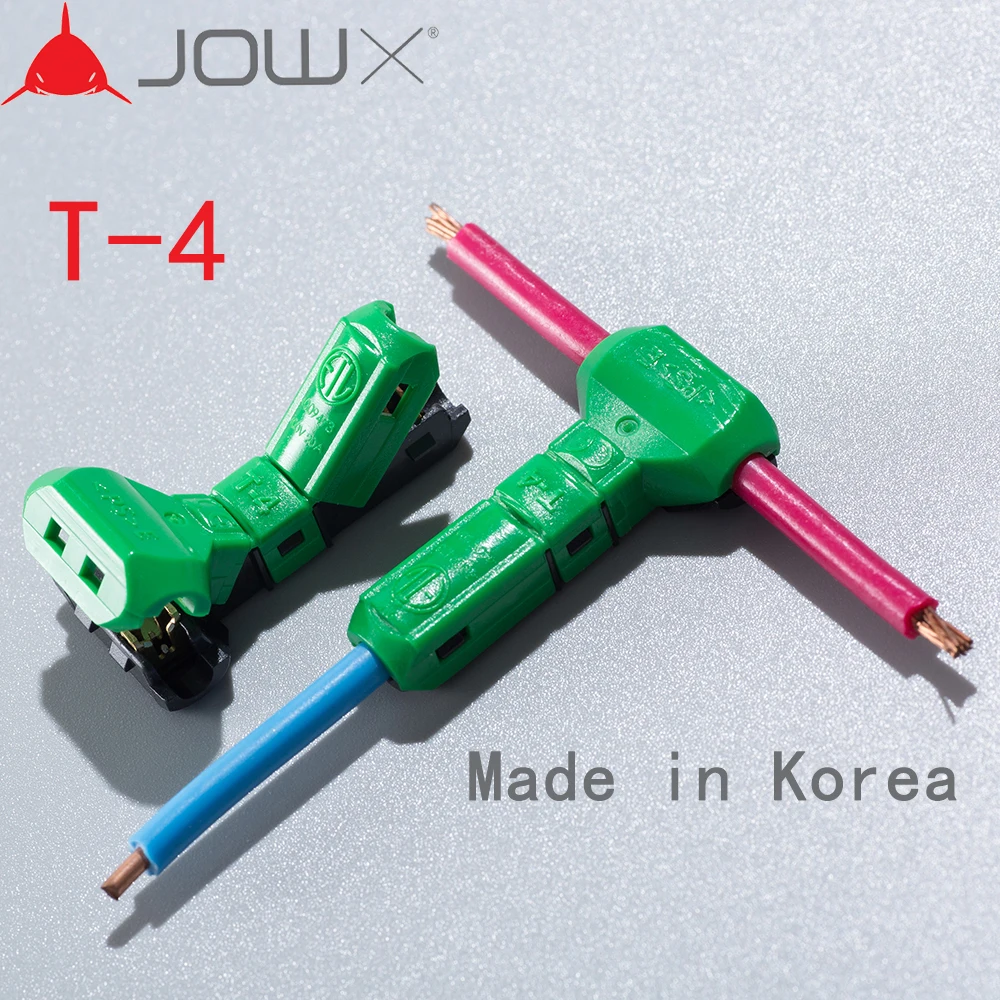 JOWX T-4 10 шт. для 14-13AWG 2,5 sqmm без зачистки провода кабельный разъем для подключения Т-образного соединения быстрого сращивания обжимные клеммы Сделано в Корее