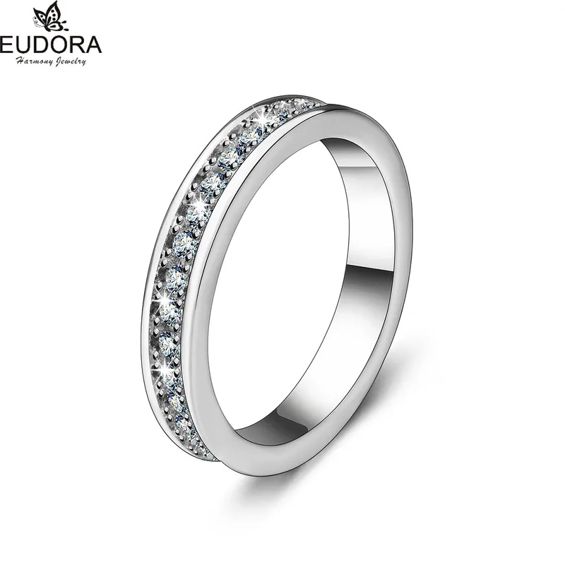 Женское кольцо на палец Eudora жемчужное с фианитами ААА Круглый тонкий 2018|ring love|love