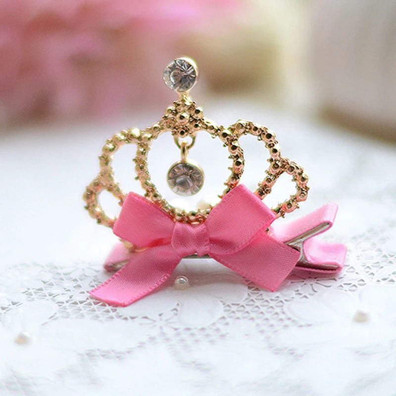 Style 3 rose red Wecute/1 шт., новинка, блестящая заколка для волос в форме короны, аксессуары для волос для маленьких девочек, повязка на голову принцессы с кристаллами для маленьких детей - Цвет: Style 3 rose red