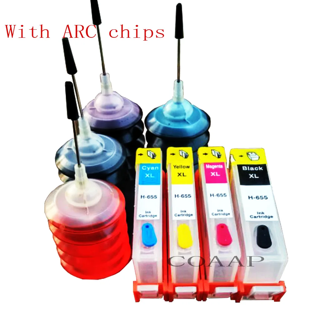 4 совместимых картриджа hp 655 XL для принтера hp655 Deskjetjet 6625 6520 6525 5525 3525 4615|hp 655|empty cartridgehp