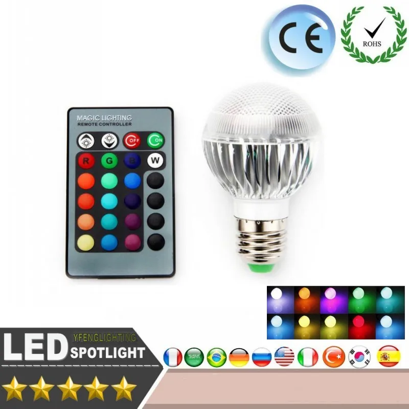 Светодиодная лампа RGB 6 Вт 20 85 265 в E27 светодиодная 220 В с пультом дистанционного