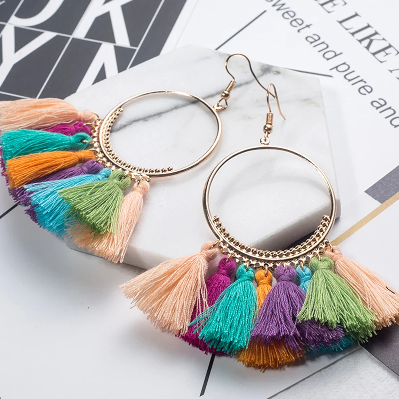 Модные богемные этнические серьги с бахромой для женщин новинка 2020 Золотые