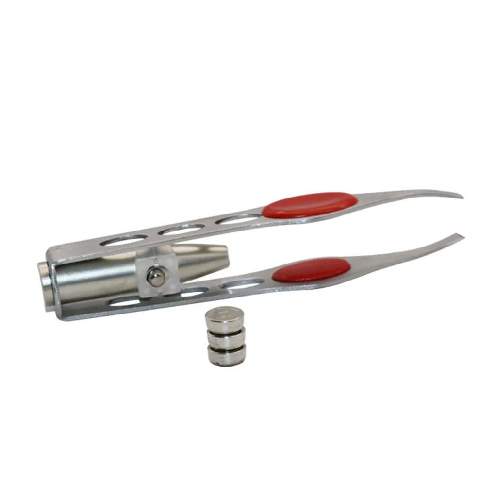 1 шт. Новый портативный из нержавеющей стали LED свет пинцет для бровей удаление