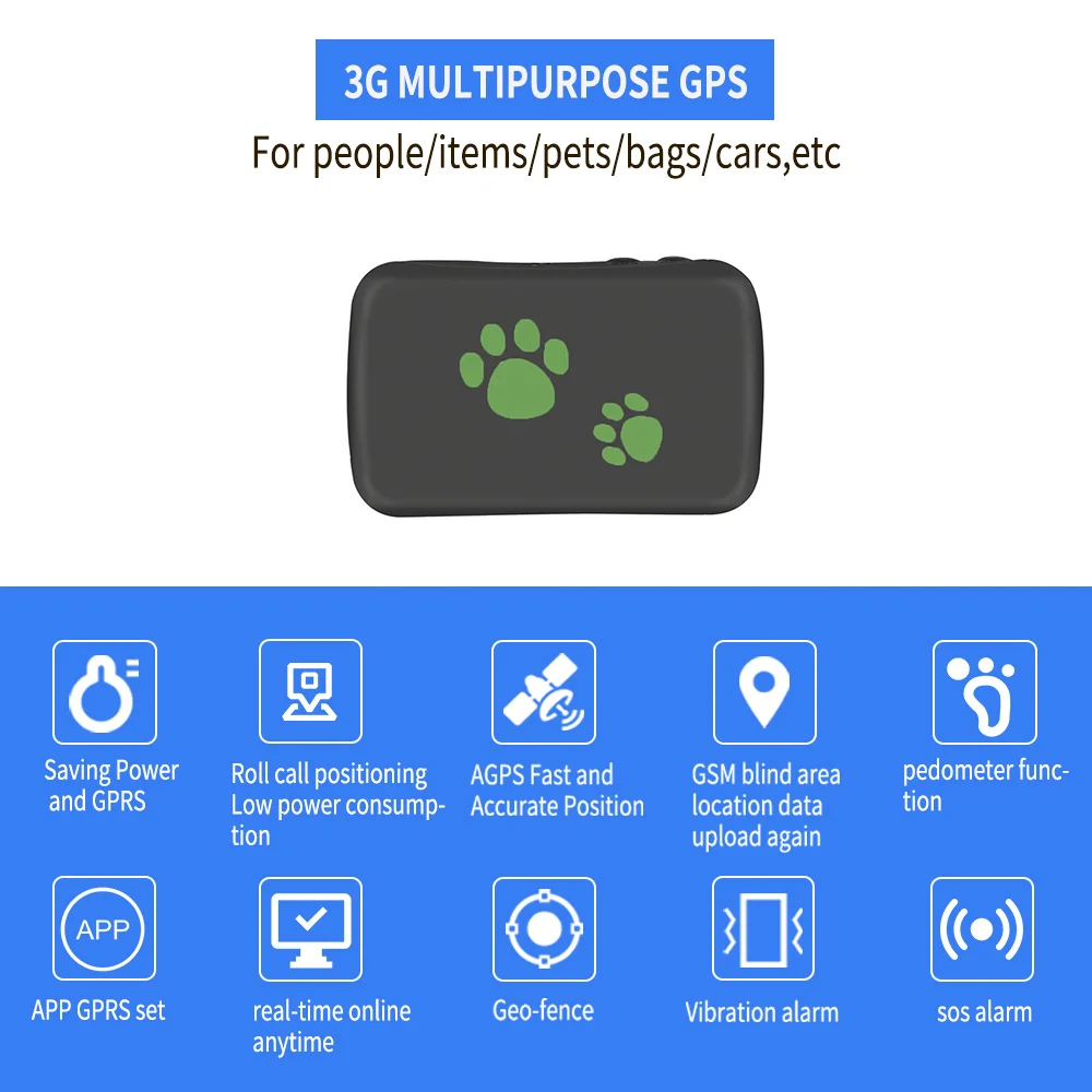 Портативный: умный мини GPS трекер 3G gsm Водонепроницаемый собака локатор может