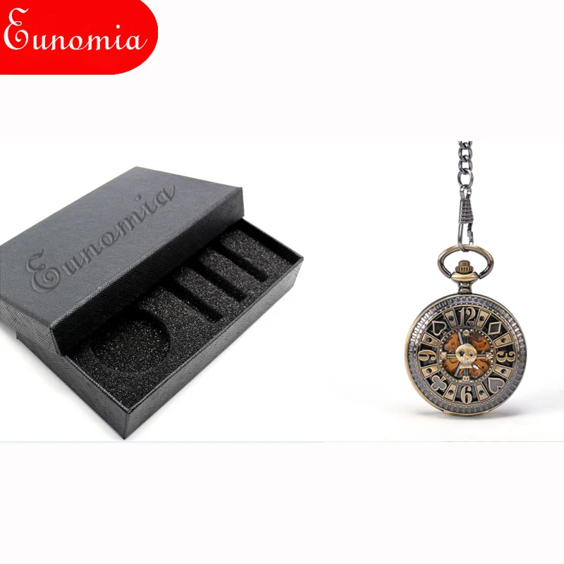 Poke Card Bronze Pirate Skull Round Mechanical Pocket Watch Automatic Self - Wind Vintage Antique Men Military | Наручные часы