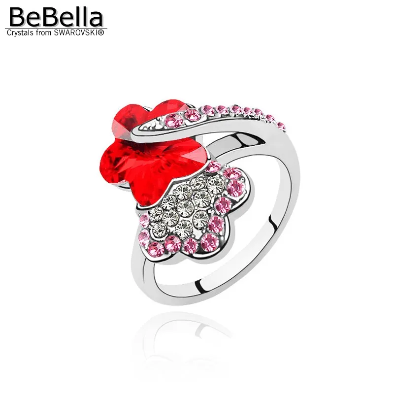 Женское кольцо с кристаллами BeBella украшенное цветами сливы и Swarovski подарок на