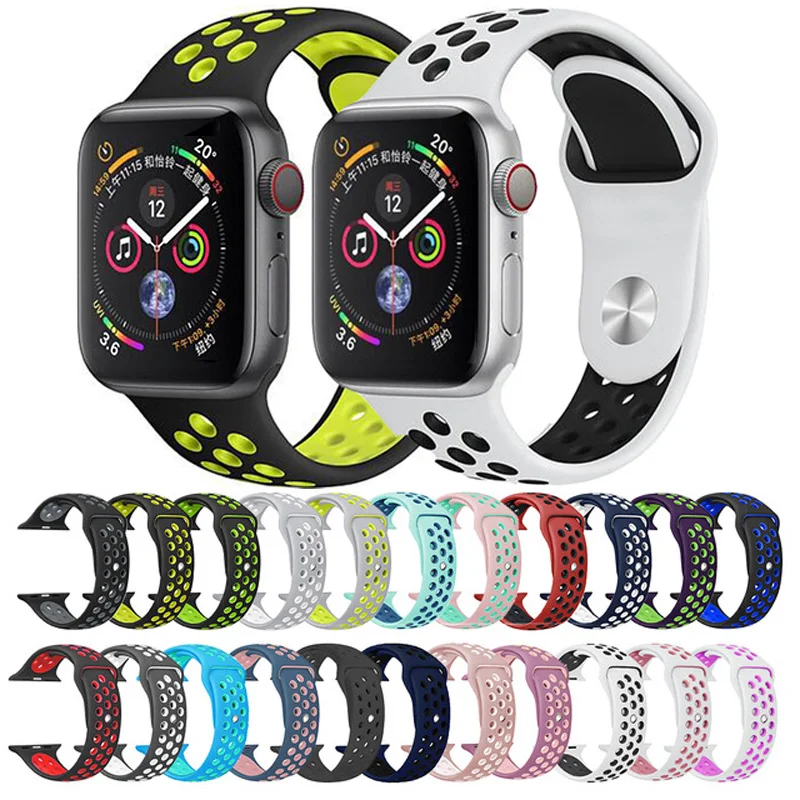 Спортивный силиконовый ремешок для Apple Watch nike 40/44 мм 42/38 наручных часов iwatch серии
