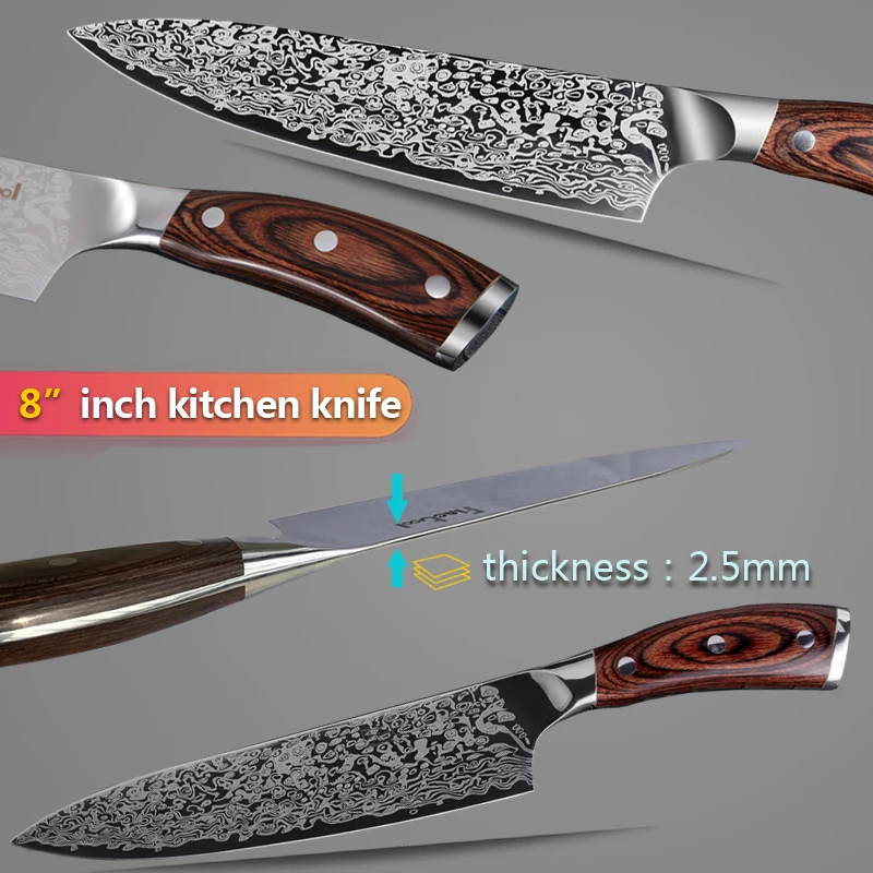 Кухонный нож 8 дюймов профессиональные поварские ножи японские 7CR17 440C