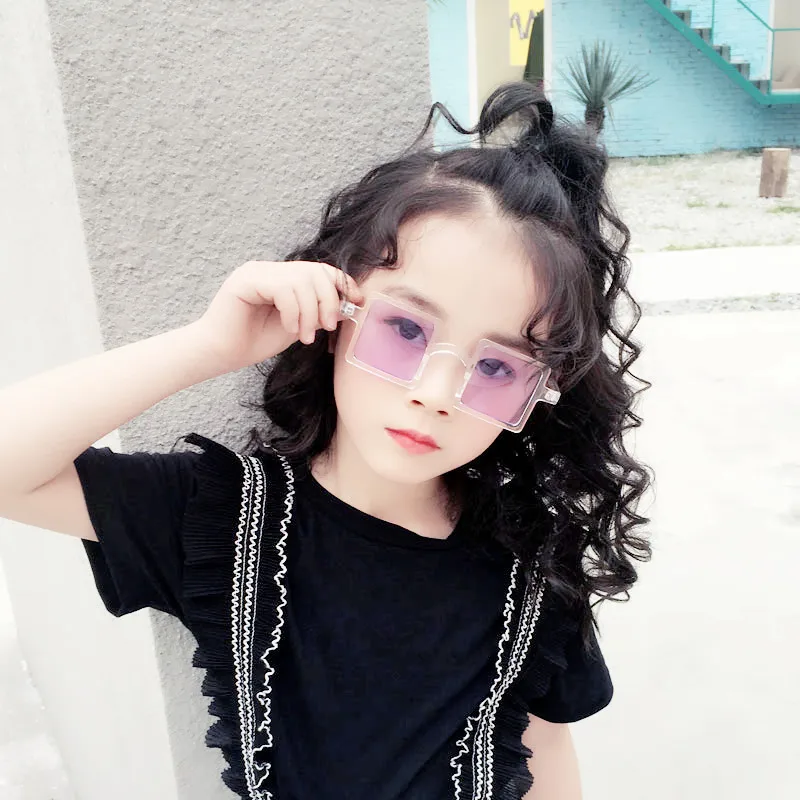 

Europe designer Sunglasses Women 4-12T big kids Square Frame oculos Female Cool sun glasses Vintage lentes de sol mujer N240