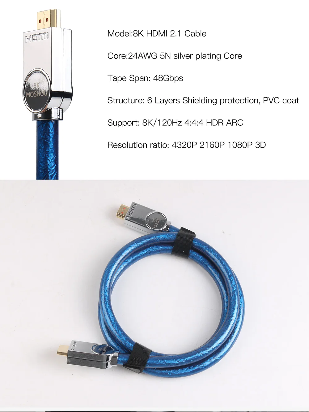 MOSHOU HDMI кабель Ultra-HD(UHD) 8K HDMI 2,1 для AV 48Gbs с аудио и кабель Ethernet HDMI 1 м 2 м 5 м 10 м 15 м 20 м HDR 4:4:4