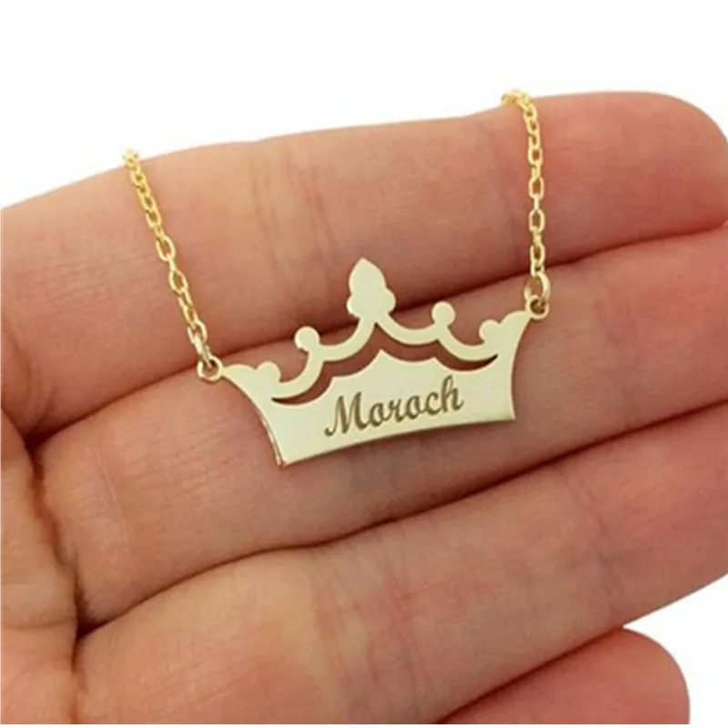 

Personalized Name Jewelry Custom Crown Name Necklace Princess Colar Engrave Nameplate Statement Necklaces Women Wedding Gift