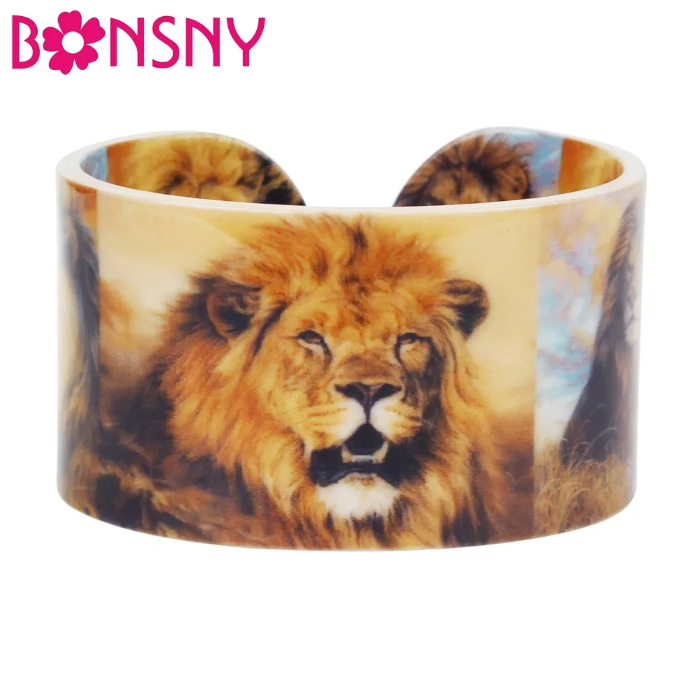 

Bonsny Plastic Africa Lion Pattern Bangles Bracelets Wild Animal Indian Craft Jewelry For Women Girls Teens Kid Gift Accessories