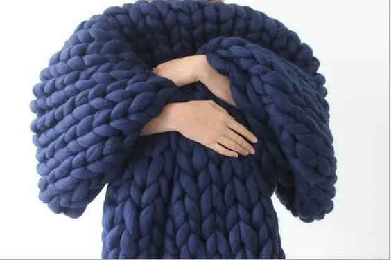 dark Blue 500 г ручная вязка крючком вязаная шапка массивная шерстяная фитильная пряжа супер мягкая большая шерсть мериноса пряжа для вязания рук одеяло - Цвет: dark Blue