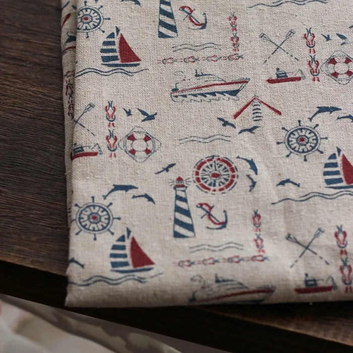 Newest150x50cm льняная хлопчатобумажная ткань в морском стиле zakka Лоскутная Ткань