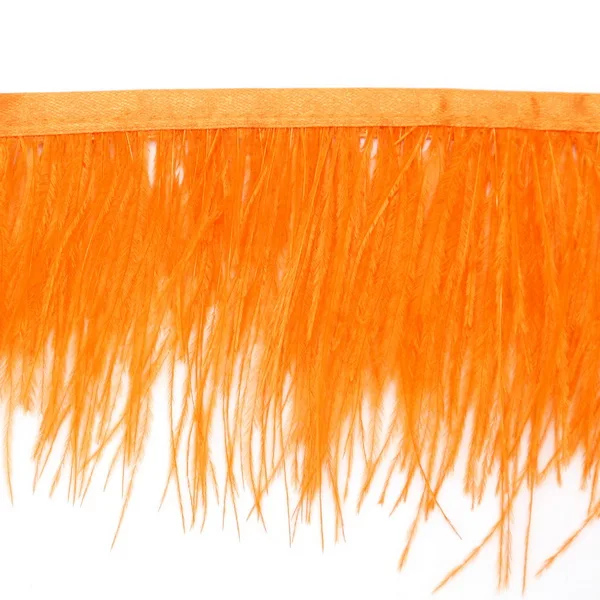 Orange Yellow 1 м/лот, разноцветный длинный Плюмаж из страусиного пера, бахрома, отделка, около 8-10 см, перо боа, Полоска, для вечеринки, одежда, аксессуары - Цвет: Orange Yellow