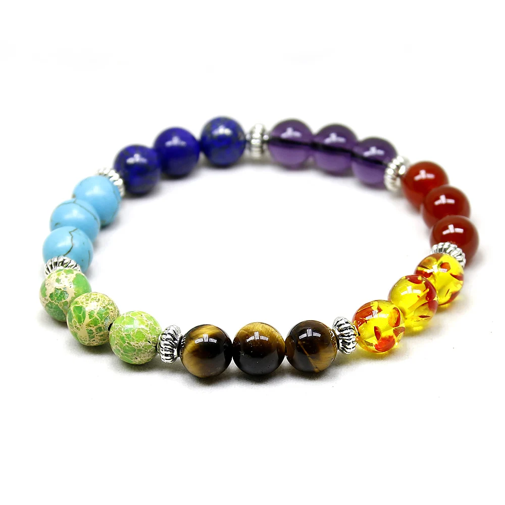 Мужские браслеты 7 Чакр Исцеление Рейки молитва натуральный камень Шарм браслет