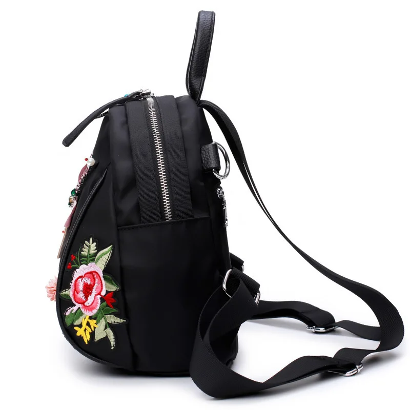 Chinese Ethnic Vintage Backpack Retro Flower Dragonfly Embroidery Cloth Backpacks Women Black Fashion Rucksack Travel Daypack|travel daypack|cloth