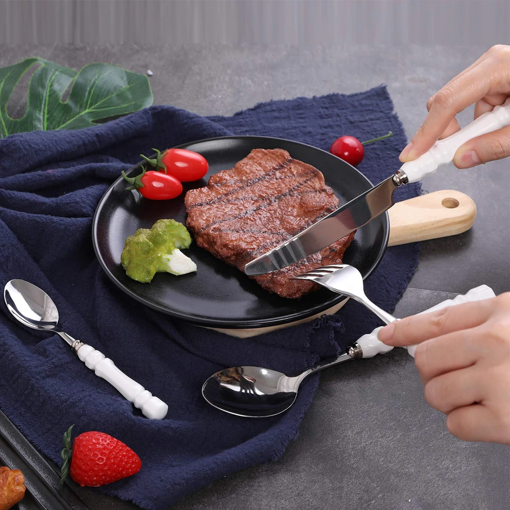 24 шт. Набор ножей столовые приборы из нержавеющей стали и керамики набор для еды