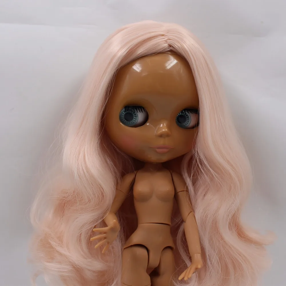 Ледяная кукла DBS Blyth 1/6 bjd розовые волосы Темный кожный сустав Сияющее лицо 30 см