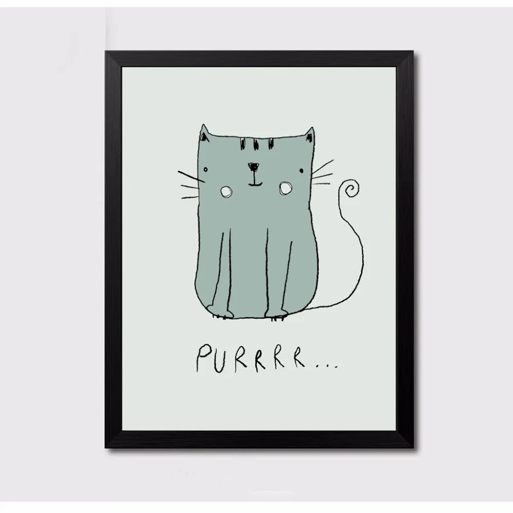 Мультяшный простой стиль без рамки Милые Животные Кошки принты на холсте