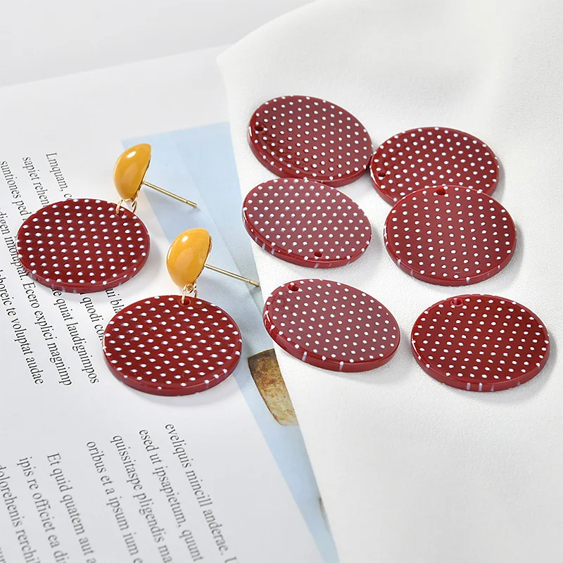 

Diy jewelry earrings/necklace pendants accessory 26mm handmade white dot round shape resin/acrylic Charms