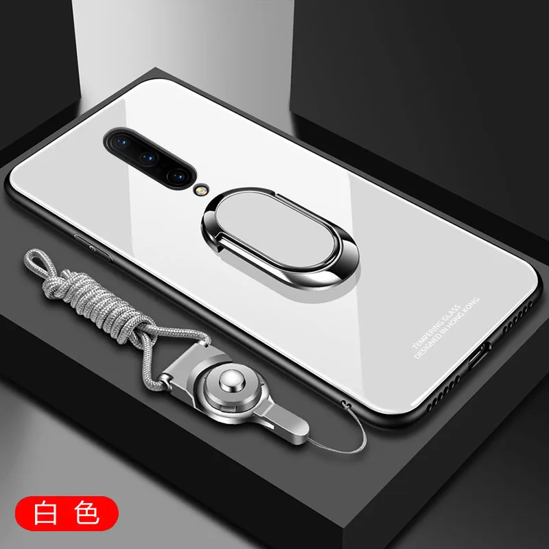 Для OnePlus 7 Pro Чехол из твердого закаленного стекла с кольцом-подставкой Магнитный защитный чехол на заднюю панель для one plus 7 pro полный Чехол