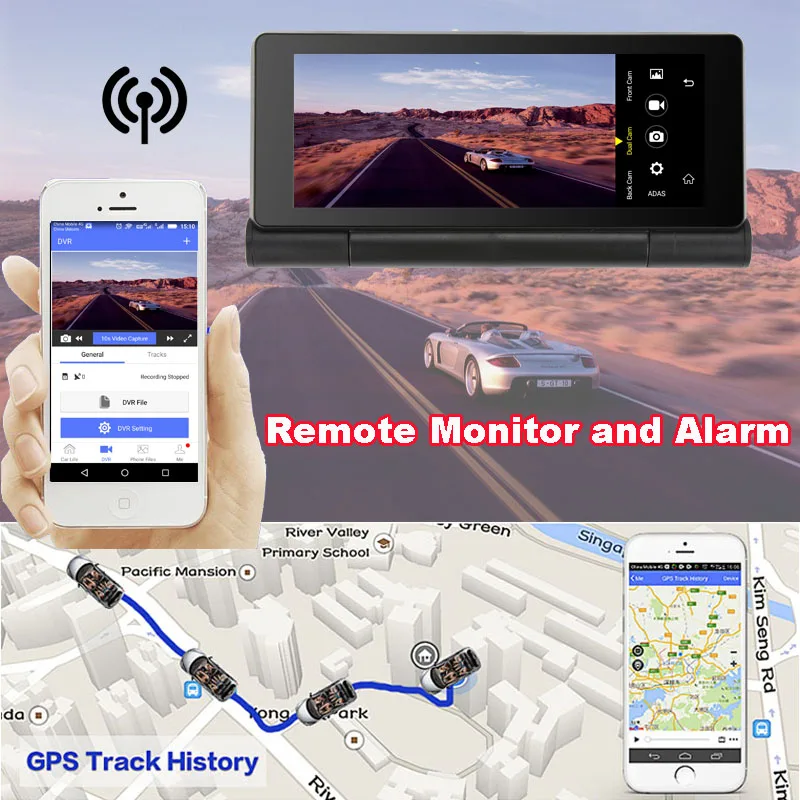 4G Wi Fi Видеорегистраторы для автомобилей Камера Android 5 1 gps навигации ADAS Remote Monitor