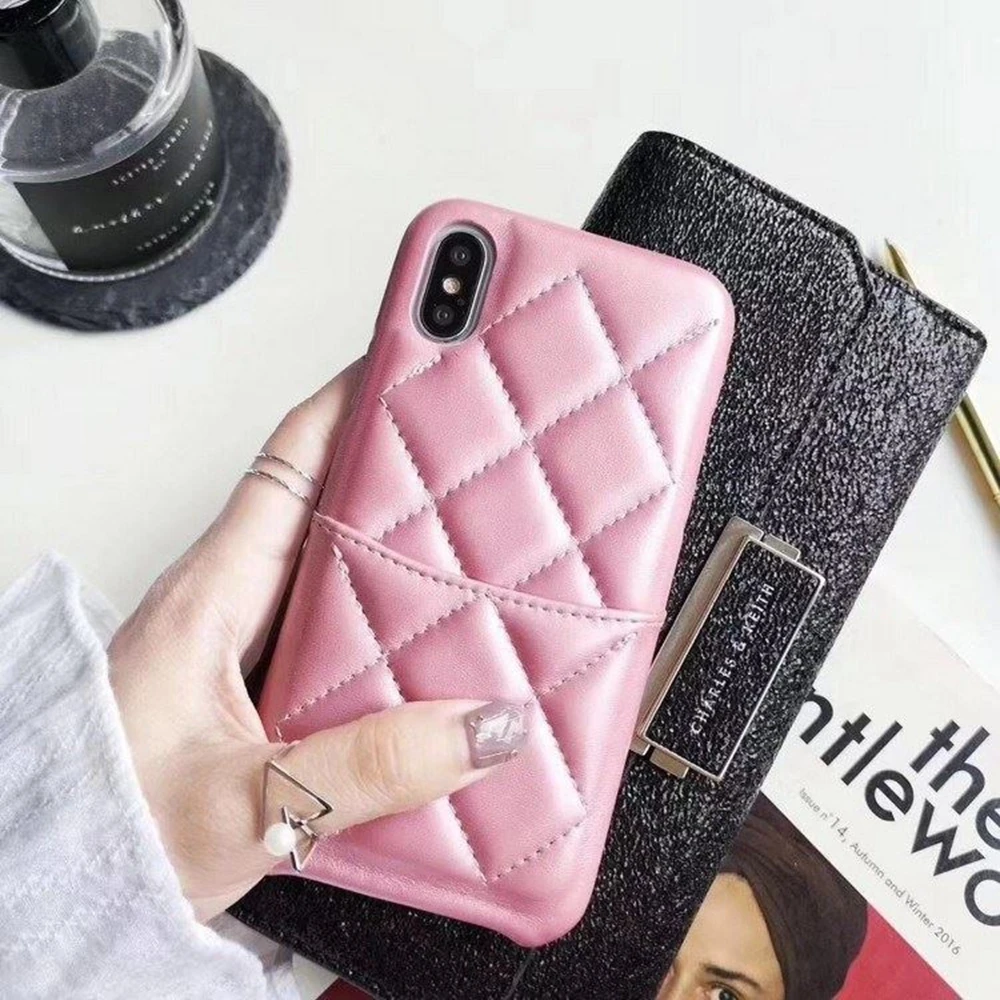 Luxury Tide Brand Wallet Phone Case for iphone 7 6s 6 plus xr xs max 8plus Cases Hard Border&ampSoft Rhombus Silicone Back Cover |
