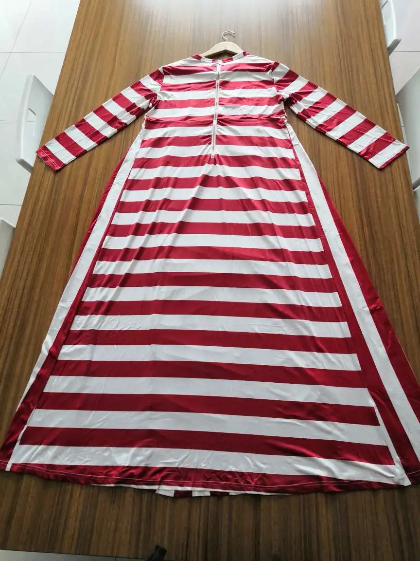 Женское Макси длинное Повседневное платье в пол размера плюс 3XL 4XL 5XL для девушек весна осень полосатые вечерние платья для женщин Vestido